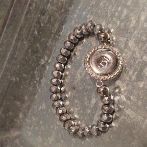 Silver hematite interchangeable snap charm bracelet. Fits 18-20mm snap charms.